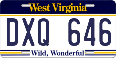 WV license plate DXQ646