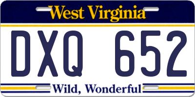 WV license plate DXQ652