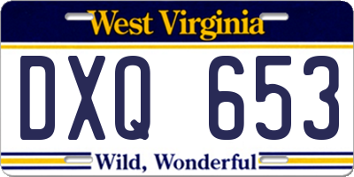 WV license plate DXQ653