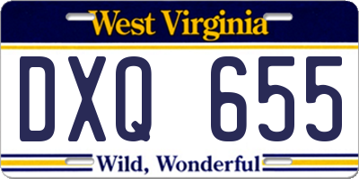 WV license plate DXQ655