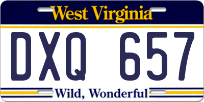 WV license plate DXQ657