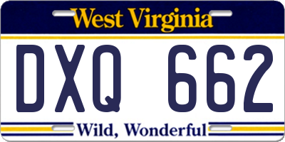 WV license plate DXQ662