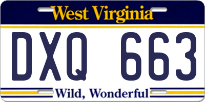 WV license plate DXQ663