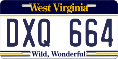 WV license plate DXQ664