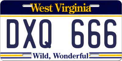 WV license plate DXQ666