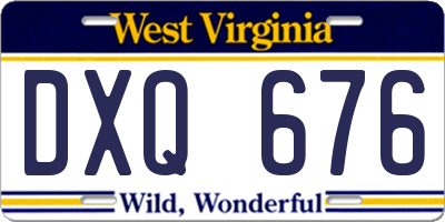 WV license plate DXQ676