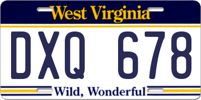 WV license plate DXQ678