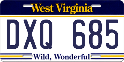 WV license plate DXQ685