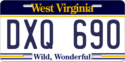 WV license plate DXQ690