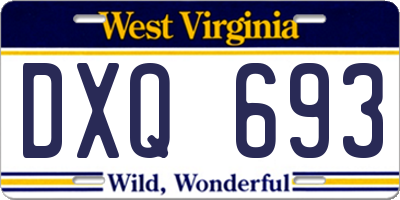 WV license plate DXQ693