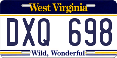 WV license plate DXQ698