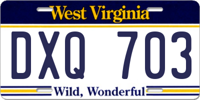 WV license plate DXQ703