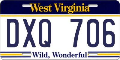 WV license plate DXQ706
