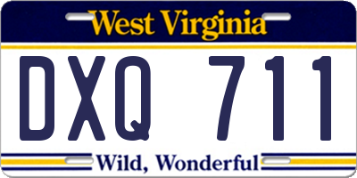 WV license plate DXQ711