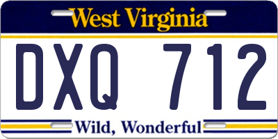 WV license plate DXQ712