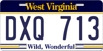 WV license plate DXQ713