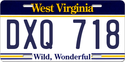 WV license plate DXQ718