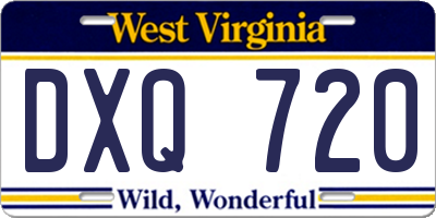WV license plate DXQ720