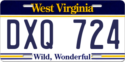 WV license plate DXQ724