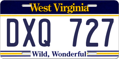 WV license plate DXQ727