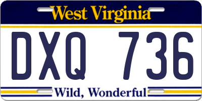 WV license plate DXQ736