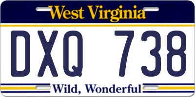 WV license plate DXQ738