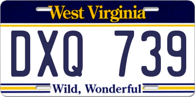 WV license plate DXQ739