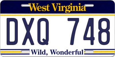WV license plate DXQ748