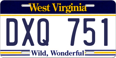 WV license plate DXQ751