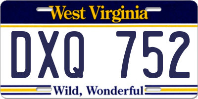 WV license plate DXQ752