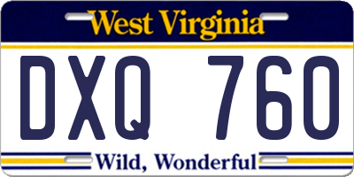 WV license plate DXQ760