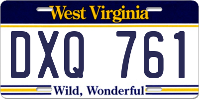 WV license plate DXQ761