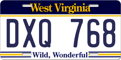 WV license plate DXQ768