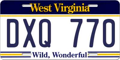 WV license plate DXQ770