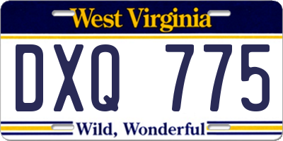 WV license plate DXQ775