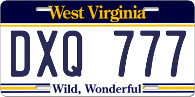 WV license plate DXQ777