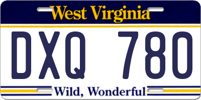 WV license plate DXQ780