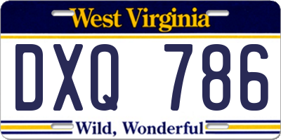 WV license plate DXQ786