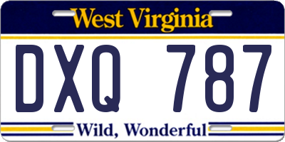 WV license plate DXQ787