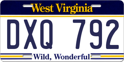 WV license plate DXQ792