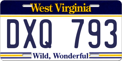 WV license plate DXQ793