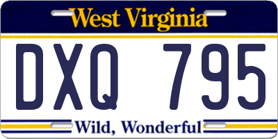 WV license plate DXQ795