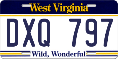 WV license plate DXQ797