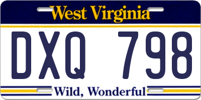 WV license plate DXQ798