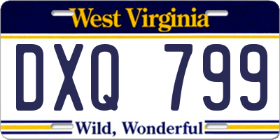 WV license plate DXQ799