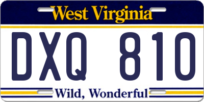WV license plate DXQ810