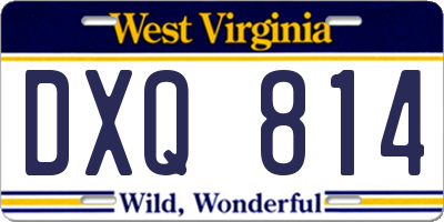 WV license plate DXQ814