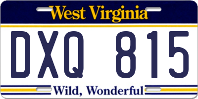 WV license plate DXQ815