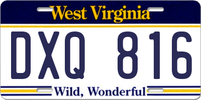WV license plate DXQ816