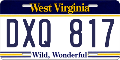 WV license plate DXQ817